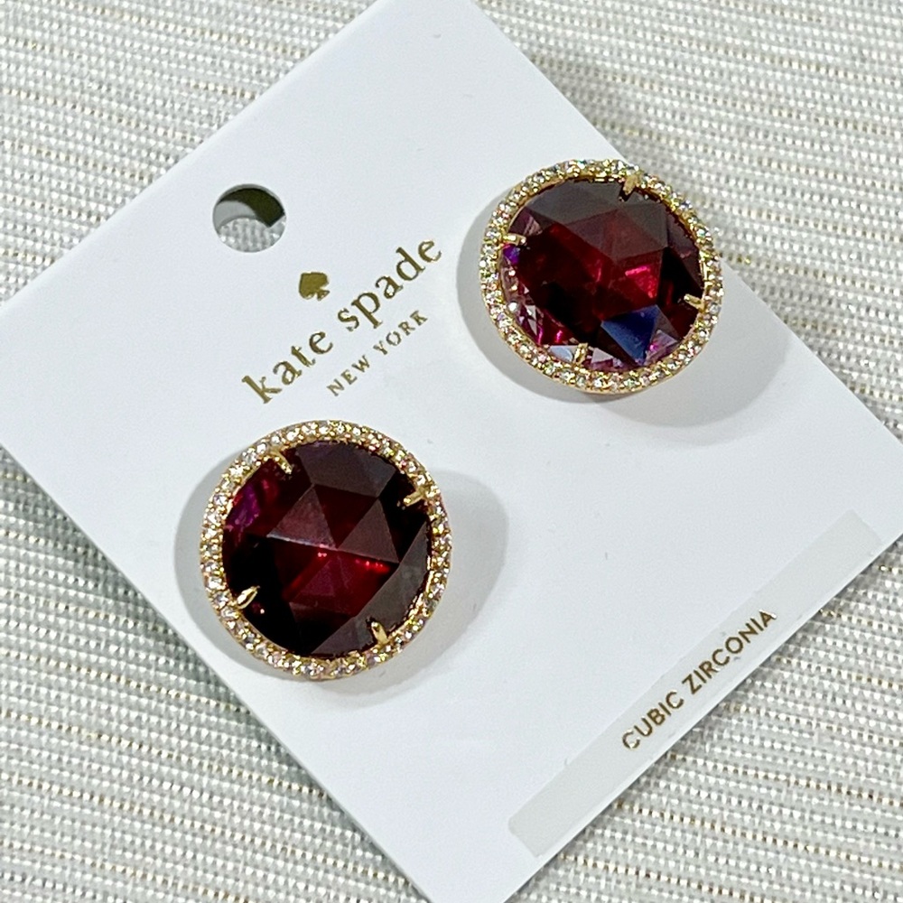 Nwt - Kate Spade NY She Has Spark Fuchsia Crystal Stud Pierced Glam Earrings